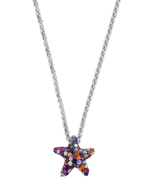 EFFY® Multi-Sapphire Starfish 18" Pendant Necklace (2-7/8 ct. t.w.) in Sterling Silver