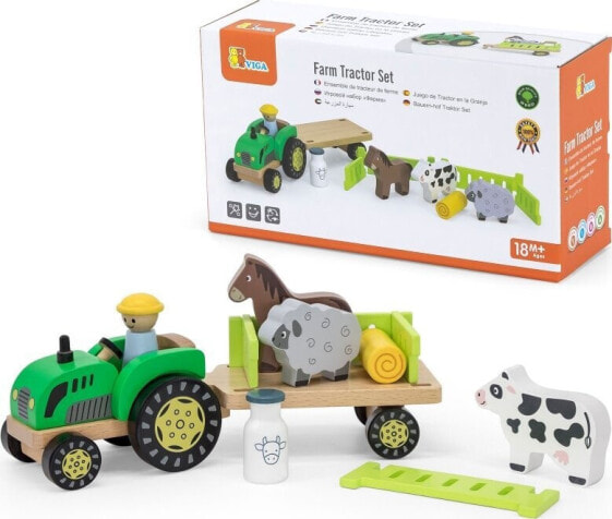 Viga Toys Traktor Drewniany Zwięrzatka Farma Zagroda Lumarko!