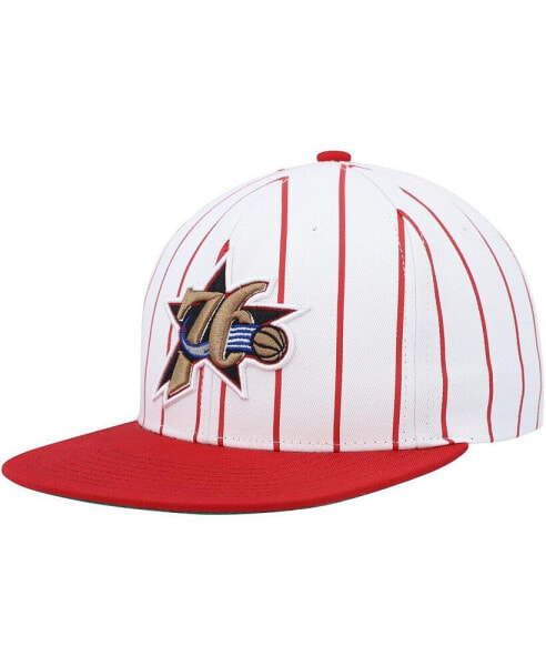 Men's White Philadelphia 76ers Hardwood Classics Pinstripe Snapback Hat