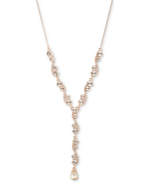 Crystal Lariat Necklace, 16" + 3" extender