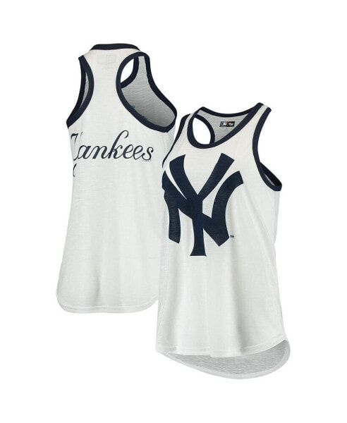 Women's White New York Yankees Tater Racerback Tank Top