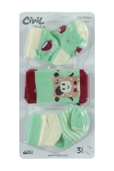 Kız Bebek 3'lü Çorap Set 0-24 Ay Mint Yeşili
