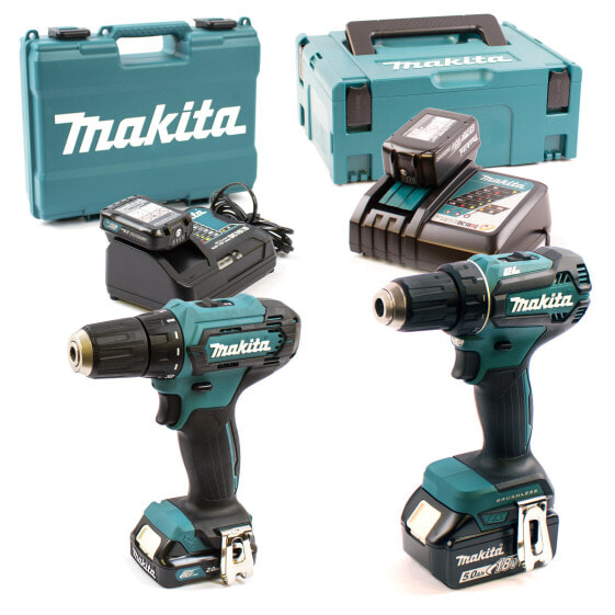 Makita 2-Generationen-Bohrschrauber-Set 18V DDF485RTJ + 12V DF333DSAE