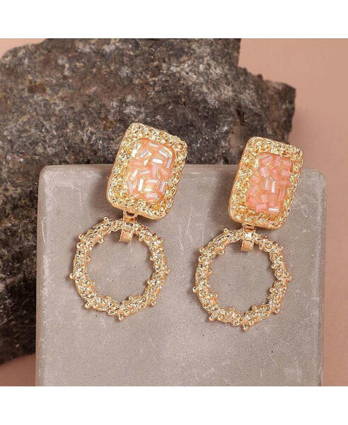 Women's Gold Stone Drop Earrings