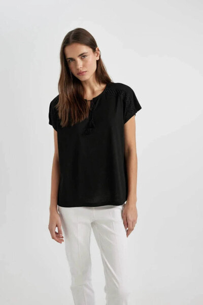 Kadın T-shirt Siyah C1874ax/bk81