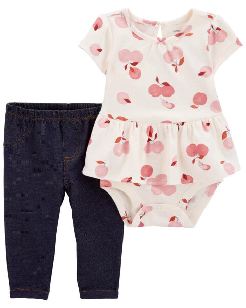 Baby 2-Piece Apple Peplum Bodysuit Pant Set 18M