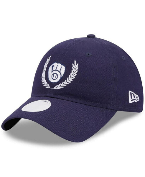Women's Navy Milwaukee Brewers Leaves 9TWENTY Adjustable Hat