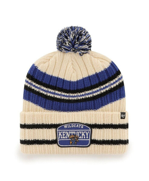 Men's '47 Natural Kentucky Wildcats Hone Patch Cuffed Knit Hat with Pom