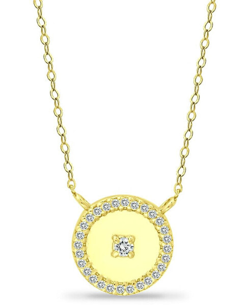 Cubic Zirconia Polished Halo Pendant Necklace in 18k Gold-Plated Sterling Silver, 16" + 2" extender, Created for Macy's