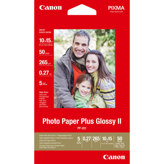 Canon Photo Paper Plus Glossy II PP-201 A6 Photo Paper - 275 g/m² - 100x150 mm - 50 sheet