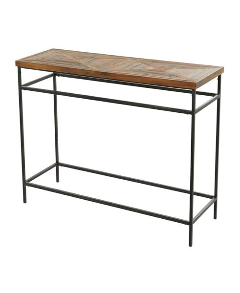 Metal Rustic Console Table with Brown Wood Top, 48" x 16" x 30"
