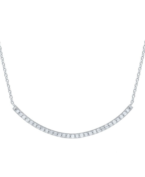 Marsala diamond Curved Bar 16" Collar Necklace (1/4 ct. t.w.) in Sterling Silver