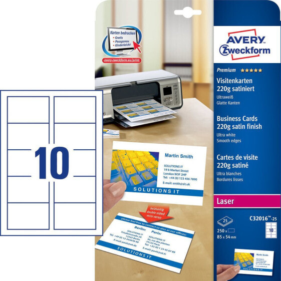 Avery Zweckform Quick&Clean A4 Business Cards - 220 g/m² - 25 sheet