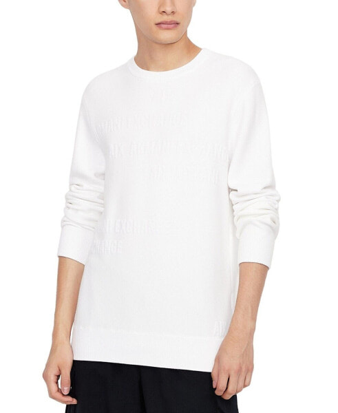 AX Armani Exchange Men's Scattered Embossed Logo Sweatshirt White S