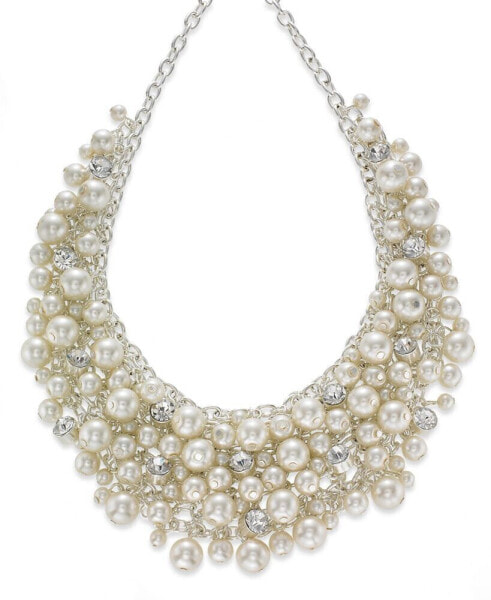 16" Glass Pearl Cluster Bib Necklace