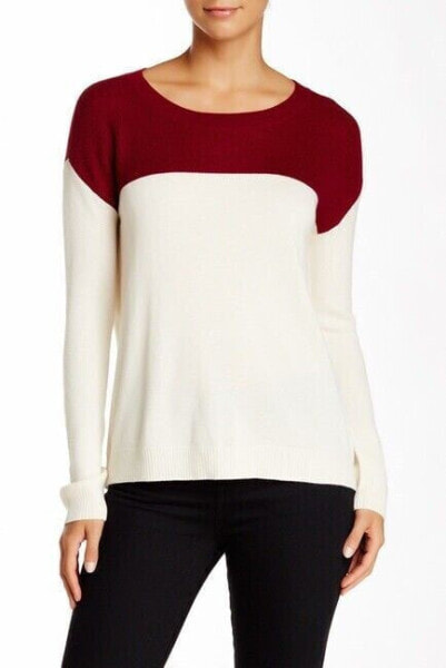 Свитер Joie Camilla двухцветный с длинными рукавами пуловер бело-красный размер Large