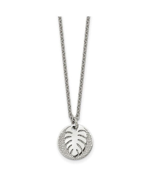 Chisel circle Leaf Pendant 27 inch Cable Chain Necklace