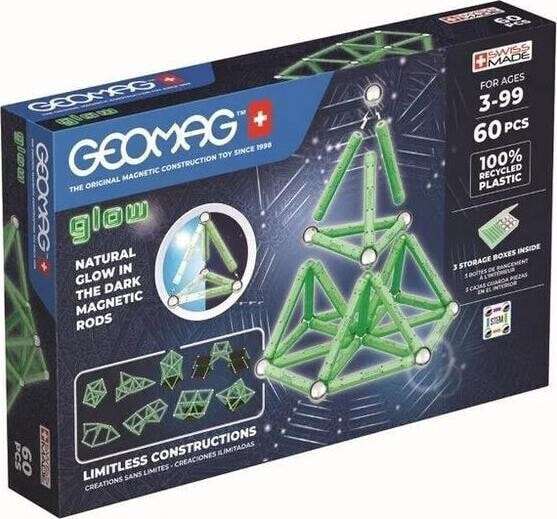 Geomag Klocki magnetyczne Glow Recycled 60 elementów