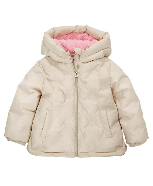 Toddler Girls Fleece Lined Heart Puffer Jacket 2T-5T