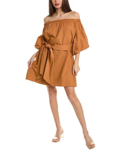 Beulah Off-The-Shoulder Linen-Blend Mini Dress Women's