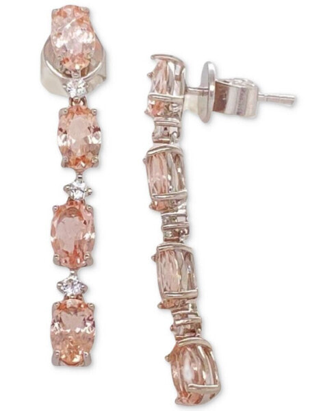 Aquamarine (3-1/5 ct. t.w.) & White Topaz (5/8 ct. t.w.) Linear Drop Earrings in Sterling Silver (Also available in Morganite)