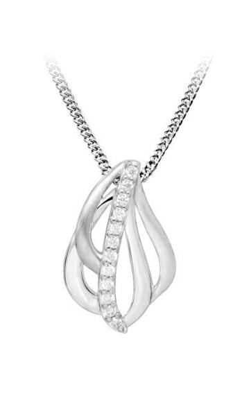 Sparkling Silver Cubic Zirconia Necklace SC481 (Chain, Pendant)