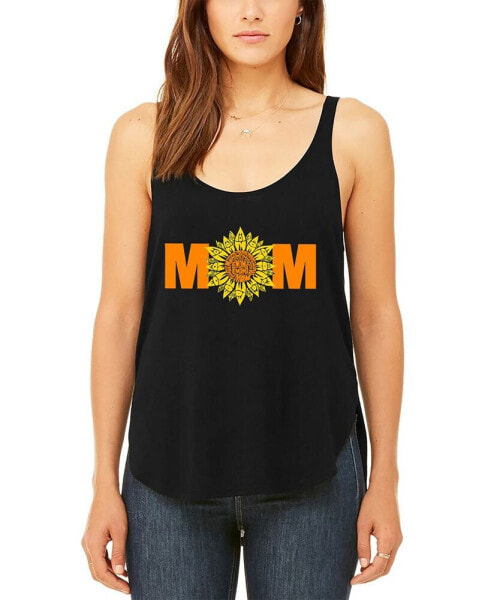 Women's Premium Mom Sunflower Word Art Flowy Tank Top