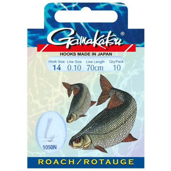 GAMAKATSU Booklet Roach 1050N Tied Hook 0.120 mm 70 cm