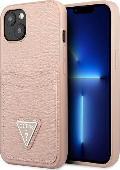 Guess Guess GUHCP13SPSATPP iPhone 13 mini 5,4" różowy/pink hardcase SaffianoTriangle Logo Cardslot