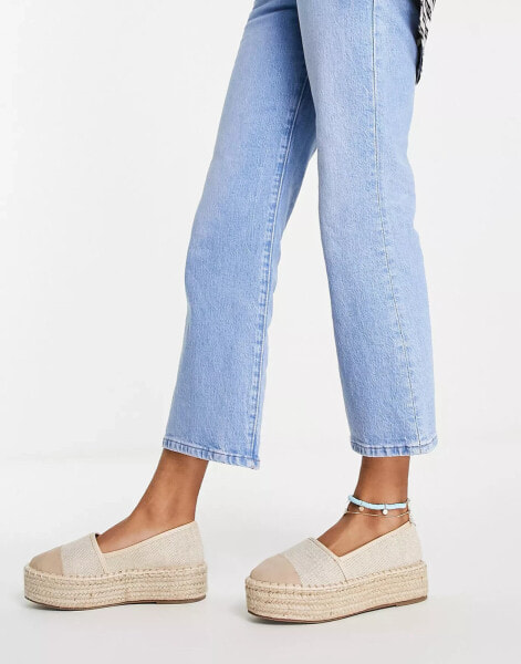 ASOS DESIGN Jala flatform toe-cap espadrilles in cream