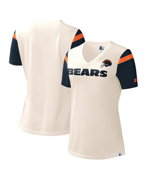 Women's Cream Chicago Bears Kick Start V-Neck T-shirt