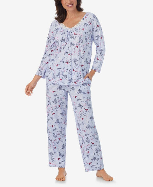 Women's 3/4 Sleeve Long Pant Pajama Set, 2 Piece