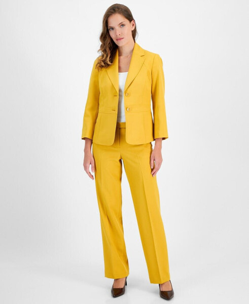 Crepe Two-Button Blazer & Pants, Regular and Petite Sizes