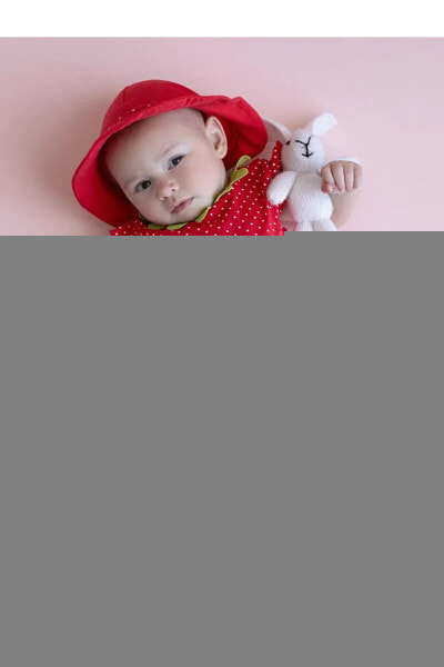 LCW baby Bisiklet Yaka Kız Bebek Tulum ve Şapka 2'li Takım