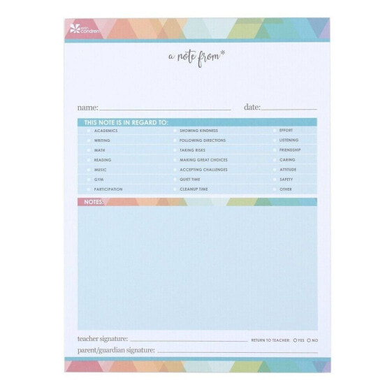 Erin Condren Preprinted Teacher-Parent Communication Notepad Multicolor 7.5 X 10