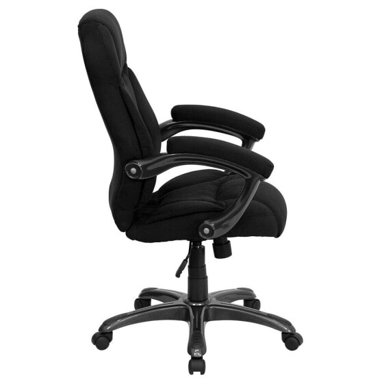 High Back Black Microfiber Contemporary Executive Swivel Chair With Arms