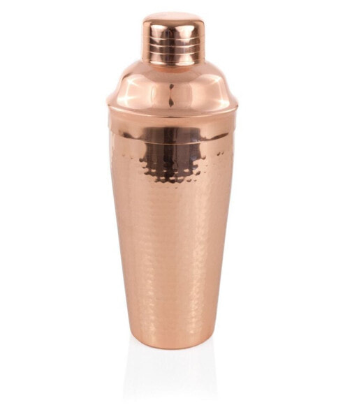 Hammered Copper Cocktail Shaker with Built-in Strainer, 25 Oz