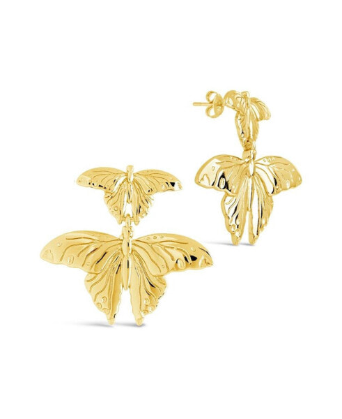 Gold-Tone or Silver-Tone Butterfly Rowena Drop Studs
