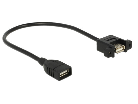 Delock 0.25m 2xUSB2.0-A, 0.25 m, USB A, USB A, USB 2.0, Female/Female, Black