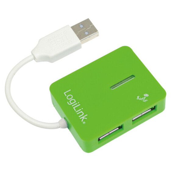 USB-концентратор USB LogiLink USB 2.0 4-Port Hub - 480 Mbit/s - Green - Windows 98SE/ME/200/XP/Vista/2003/7 - 450 g