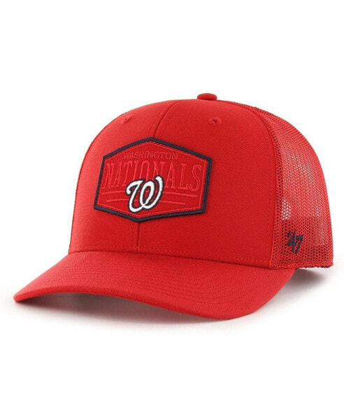 Men's Red Washington Nationals Ridgeline Tonal Patch Trucker Adjustable Hat