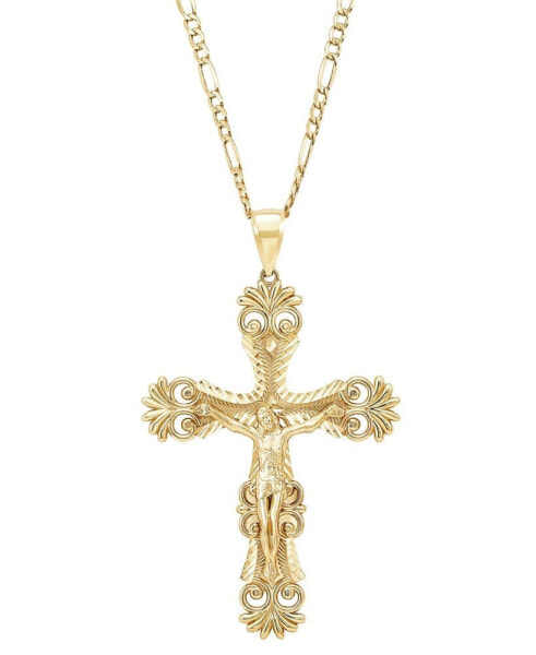 Men's Ornately-Finished Crucifix 22" Pendant Necklace in 10k Gold
