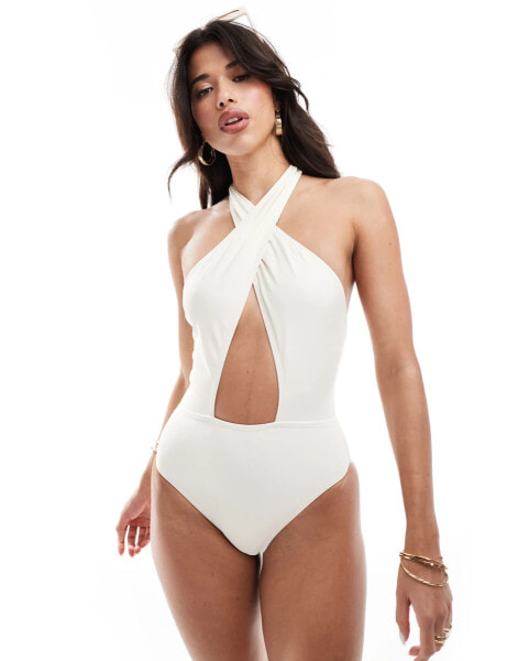 South Beach essentials wrap front swimsuit in coconut