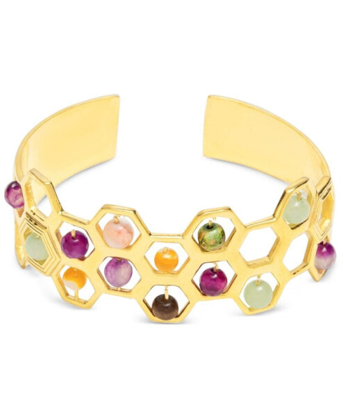 18k Gold-Plated Mixed Gemstone Cuff Bracelet