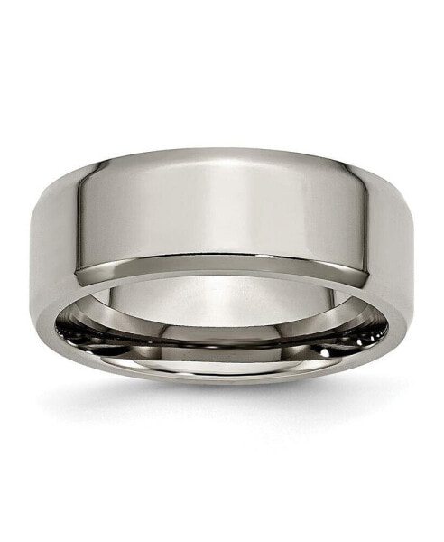 Titanium Polished Beveled Edge Wedding Band Ring