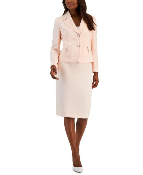 Women's Textured Two-Button Slim Skirt Suit, Regular and Petite Sizes