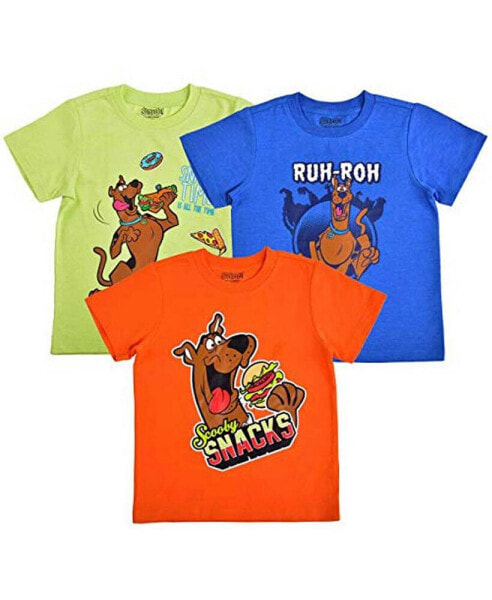 Toddler Boys and Girls Orange, Blue, Yellow Scooby-Doo T-shirt Three-Pack