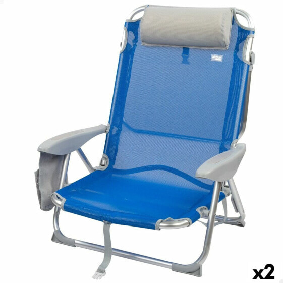 Складной стул с подголовником Aktive Gomera Синий 51 x 76 x 45 cm (2 штук)