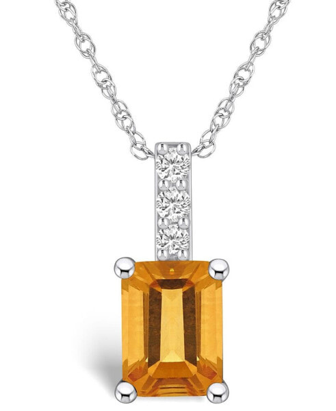 Citrine (1-5/8 Ct. T.W.) and Diamond Accent Pendant Necklace in 14K White Gold