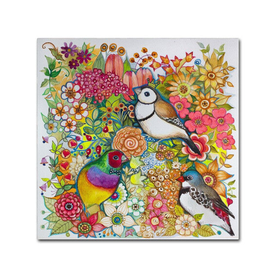 Oxana Ziaka 'Exotic Birds' Canvas Art - 14" x 14" x 2"